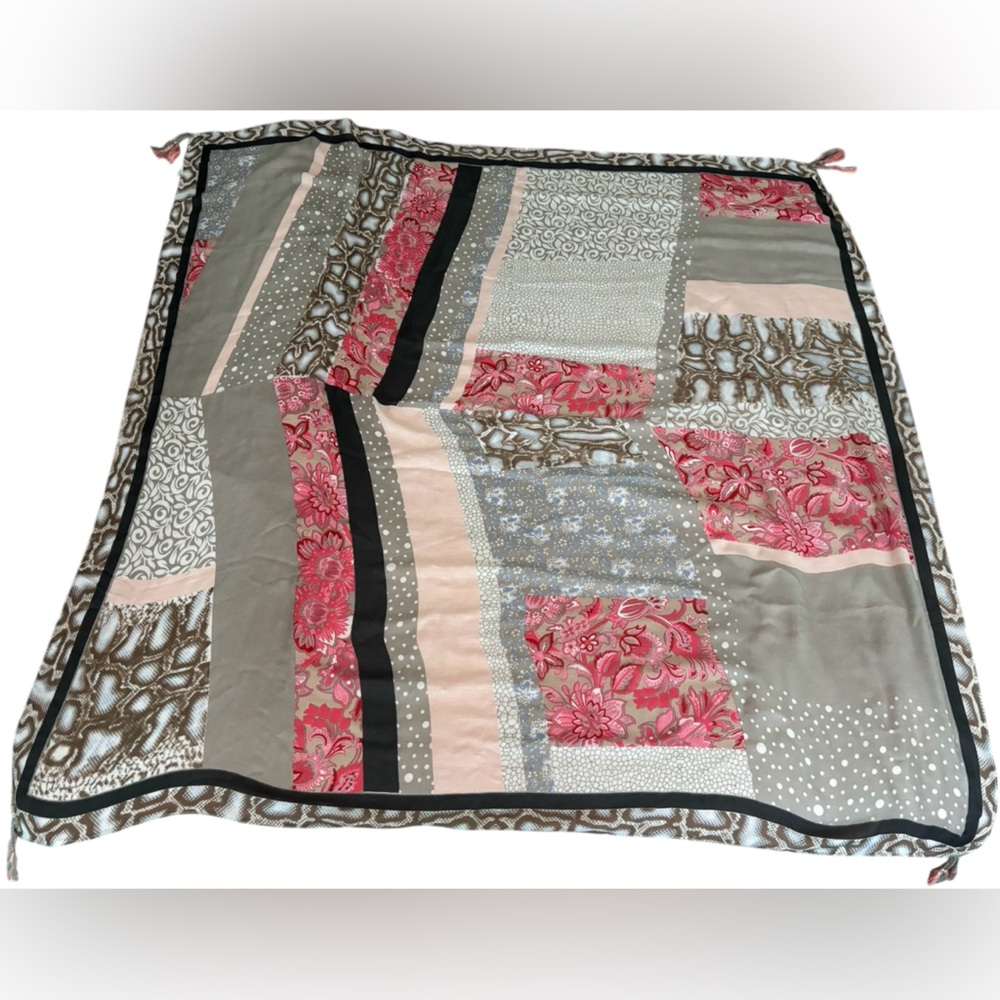 Large Patchwork Print Square Scarf / Wrap - image 1